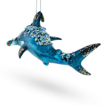 Load image into Gallery viewer, Hammerhead Shark Glass Christmas Ornament