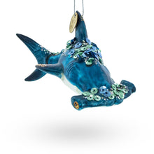 Load image into Gallery viewer, Hammerhead Shark Glass Christmas Ornament
