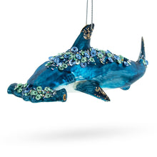 Load image into Gallery viewer, Hammerhead Shark Glass Christmas Ornament