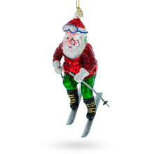 Load image into Gallery viewer, Santa on Skis Glass Christmas Ornament