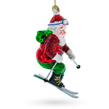 Load image into Gallery viewer, Santa on Skis Glass Christmas Ornament