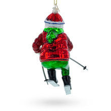 Load image into Gallery viewer, Santa on Skis Glass Christmas Ornament