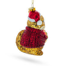 Load image into Gallery viewer, Chipmunk Adorning Christmas Tree Glass Ornament