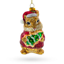Load image into Gallery viewer, Chipmunk Adorning Christmas Tree Glass Ornament