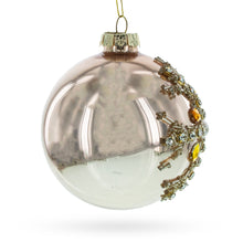 Load image into Gallery viewer, Rose Gold and Yellow Bejeweled Glass Egg Christmas Ornament
