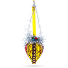 Load image into Gallery viewer, Vintage-Style Tinsel and Bells Drop Glass Christmas Ornament