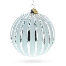 Load image into Gallery viewer, Gleaming Silver Ribbed Glass Christmas Ornament