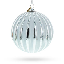 Load image into Gallery viewer, Gleaming Silver Ribbed Glass Christmas Ornament