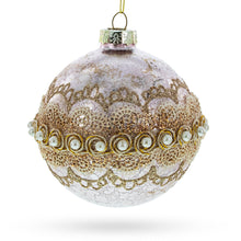 Load image into Gallery viewer, Lace-Adorned Pink Glass Egg Christmas Ornament