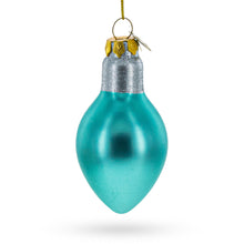 Load image into Gallery viewer, Shimmering Blue Light Bulb Glass Christmas Ornament