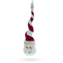 Load image into Gallery viewer, Santa with Quirky Twisted Hat Glass Christmas Ornament