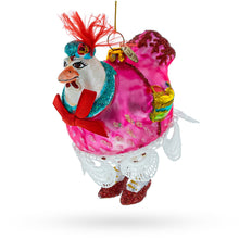 Load image into Gallery viewer, Hen in Dress Glass Christmas Ornament