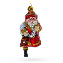 Load image into Gallery viewer, Firefighter Santa with Extinguisher Glass Christmas Ornament