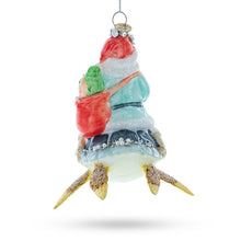 Load image into Gallery viewer, Santa Riding Turtle Glass Christmas Ornament