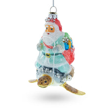 Load image into Gallery viewer, Santa Riding Turtle Glass Christmas Ornament