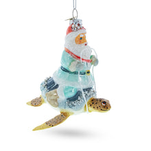 Load image into Gallery viewer, Santa Riding Turtle Glass Christmas Ornament