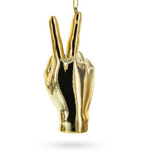 Load image into Gallery viewer, Golden Hand Peace Sign Resin Christmas Ornament