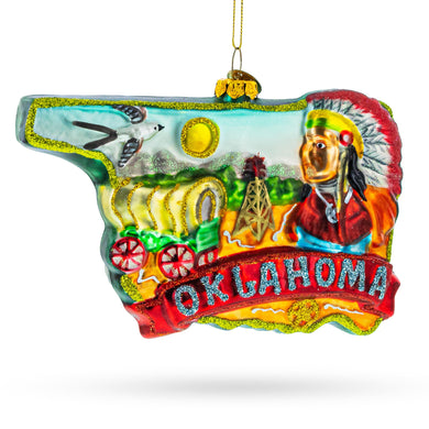 Oklahoma State Pride, USA - Blown Glass Christmas Ornament