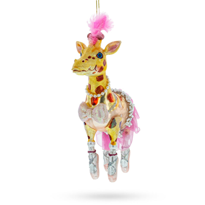 Twirling Giraffe Ballerina Glass Christmas Ornament
