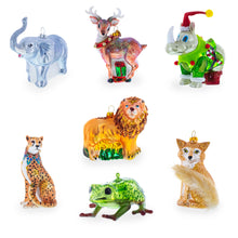 Load image into Gallery viewer, Frog Riding Motorcycle Glass Christmas Ornament