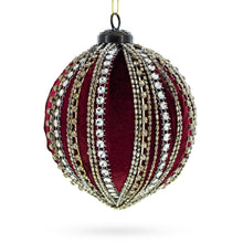 Load image into Gallery viewer, Sparkling Rhinestones on Red Glass Ball Christmas Ornament