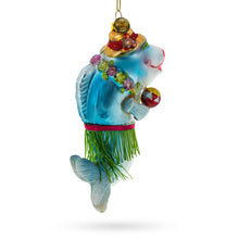 Load image into Gallery viewer, Hawaiian Shark with Maracas Glass Christmas Ornament