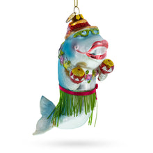Load image into Gallery viewer, Hawaiian Shark with Maracas Glass Christmas Ornament