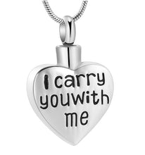 Load image into Gallery viewer, &quot;I Carry You With Me&quot; Heart Cremation Necklace