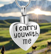 Load image into Gallery viewer, &quot;I Carry You With Me&quot; Heart Cremation Necklace