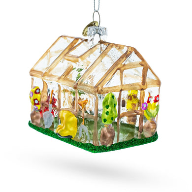 Greenhouse and Gardner Tools Glass Christmas Ornament