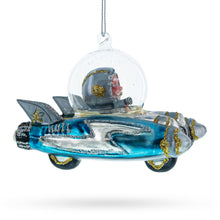 Load image into Gallery viewer, Santa Riding Spaceship Glass Christmas Ornament