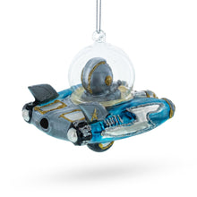 Load image into Gallery viewer, Santa Riding Spaceship Glass Christmas Ornament