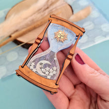 Load image into Gallery viewer, Celestial Sun And Moon Hourglass Brooch by Cherryloco