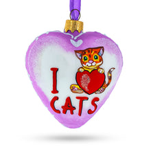 Load image into Gallery viewer, I Love Cats Glass Heart Christmas Ornament