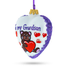 Load image into Gallery viewer, Teddy For My Grandson Glass Heart Christmas Ornament