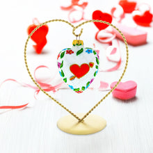 Load image into Gallery viewer, Arrow In Red Heart Valentine's Day Glass Ornament