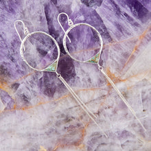 Load image into Gallery viewer, Turquoise and Sterling Silver Chain Fringe Front Hoop