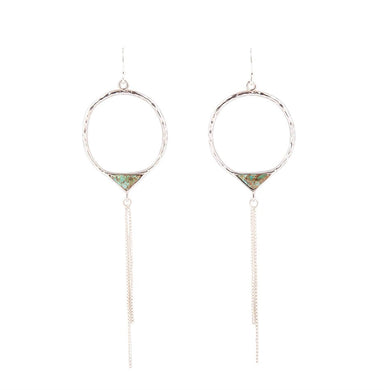 Turquoise and Sterling Silver Chain Fringe Front Hoop