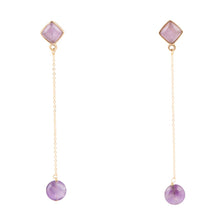 Load image into Gallery viewer, Chained Up Purple Amethyst and Golden Bronze Dangle Earrings
