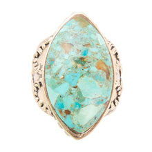 Load image into Gallery viewer, Champion Blue Turquoise Golden Cocktail Ring