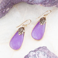 Load image into Gallery viewer, Charleston Purple Quartz Golden Drop Earrings