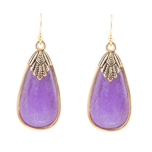 Load image into Gallery viewer, Charleston Purple Quartz Golden Drop Earrings