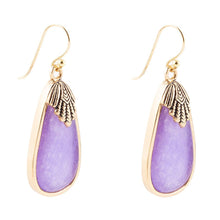 Load image into Gallery viewer, Charleston Purple Quartz Golden Drop Earrings