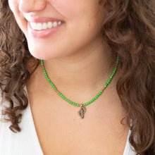 Load image into Gallery viewer, Charmed Cactus Lime Green Turquoise Golden Pendant Necklace