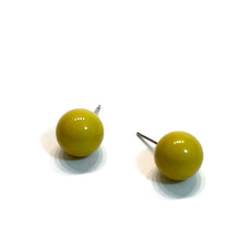 Load image into Gallery viewer, Chartreuse Lucite Ball Stud Earrings