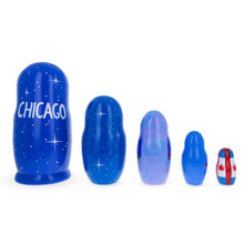 Load image into Gallery viewer, 5 Pieces Chicago, Illinois Wooden Nesting Dolls