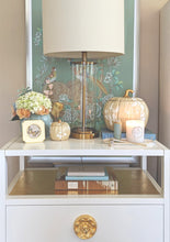 Load image into Gallery viewer, Chinoiserie Pumpkin Jars with 22K Gold Accents in Lamb's Ear Blue