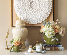 Load image into Gallery viewer, Chinoiserie Pumpkin Jars with 22K Gold Accents in Moss Green