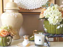 Load image into Gallery viewer, Chinoiserie Pumpkin Jars with 22K Gold Accents in Moss Green