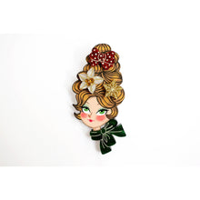 Load image into Gallery viewer, Christmas Blonde Hair Brooch with Earring Set by Laliblue